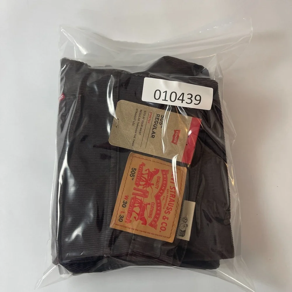 Levis Pants Mens 30x30 Brown 505 Corduroy Pinwale Regular Fit Straight Preppy